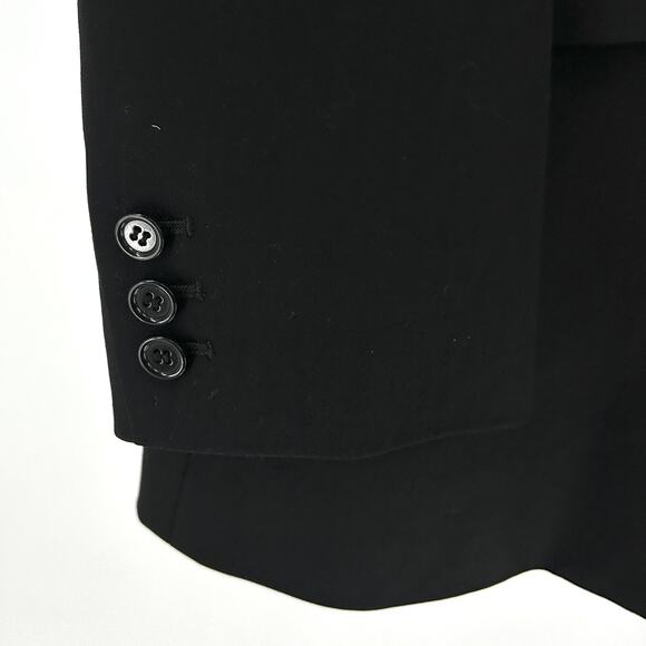 Vintage 90s Ann Taylor Black 100% Wool Minimalist Structured Blazer - Picture 6 of 8